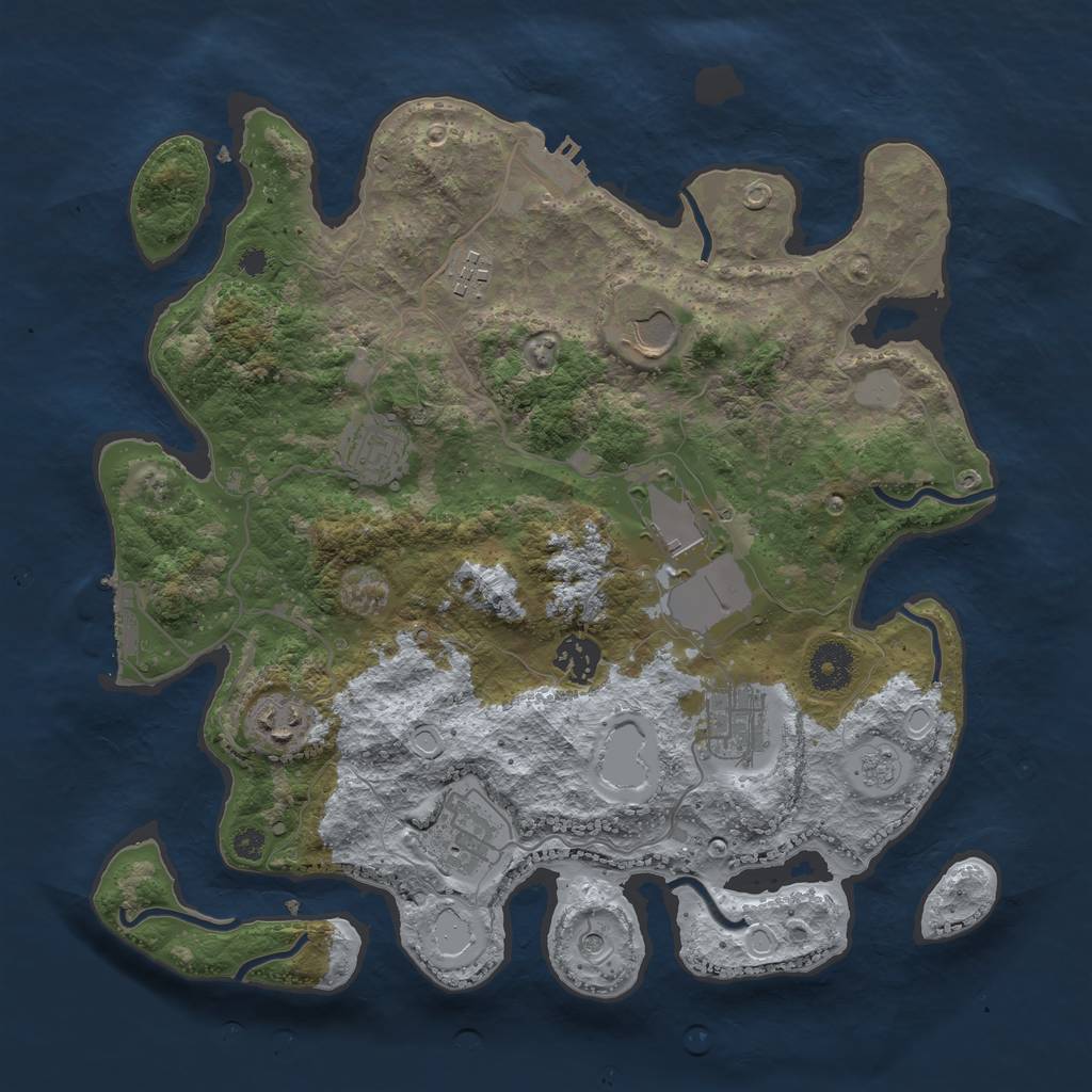 Rust Map: Procedural Map, Size: 3500, Seed: 68047677, 15 Monuments