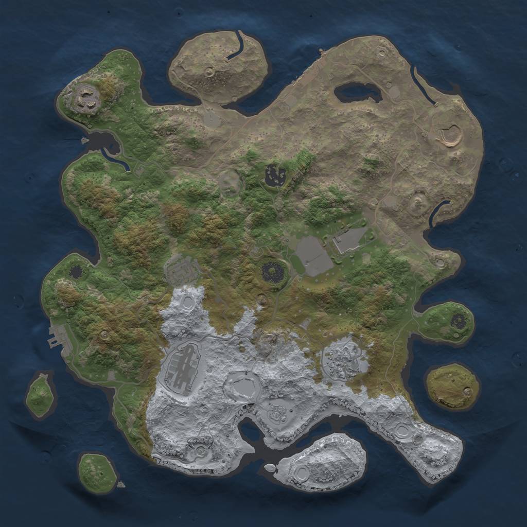 Rust Map: Procedural Map, Size: 3500, Seed: 38462429, 16 Monuments