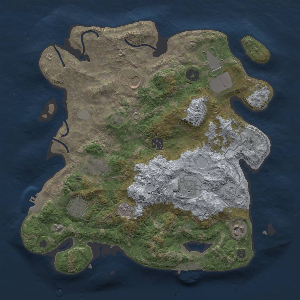 Rust Map: Procedural Map, Size: 3500, Seed: 96143094, 17 Monuments