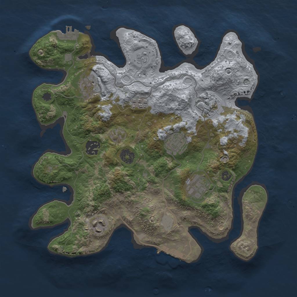 Rust Map: Procedural Map, Size: 3000, Seed: 1871933738, 15 Monuments