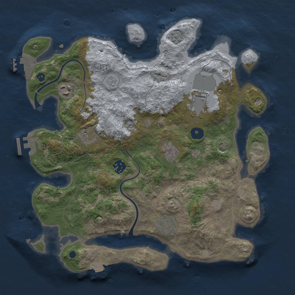 Rust Map: Procedural Map, Size: 3500, Seed: 61927877, 13 Monuments