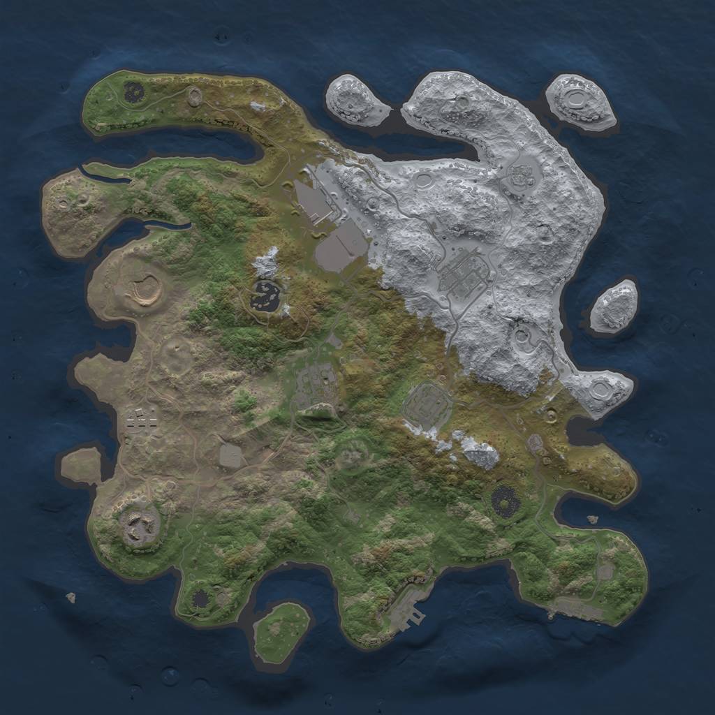 Rust Map: Procedural Map, Size: 3500, Seed: 72972825, 17 Monuments