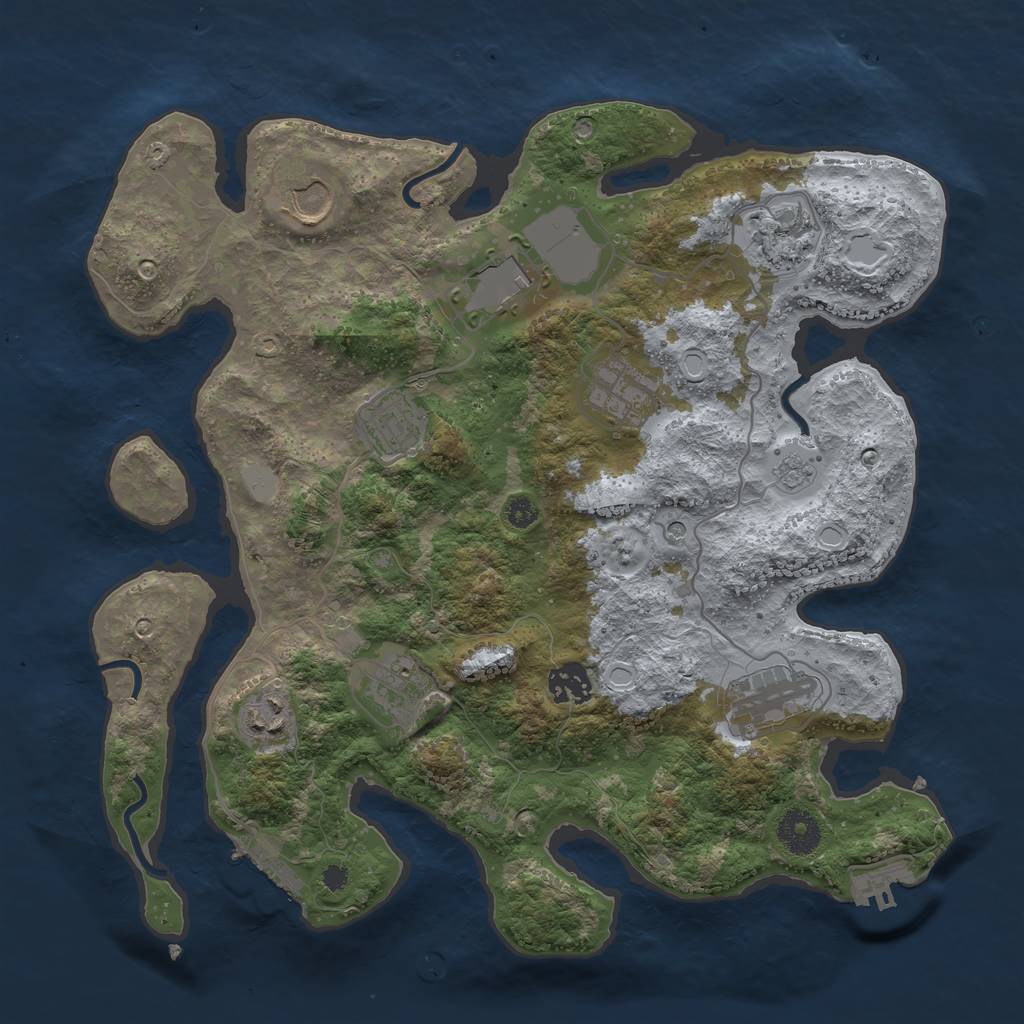 Rust Map: Procedural Map, Size: 3500, Seed: 44613196, 18 Monuments
