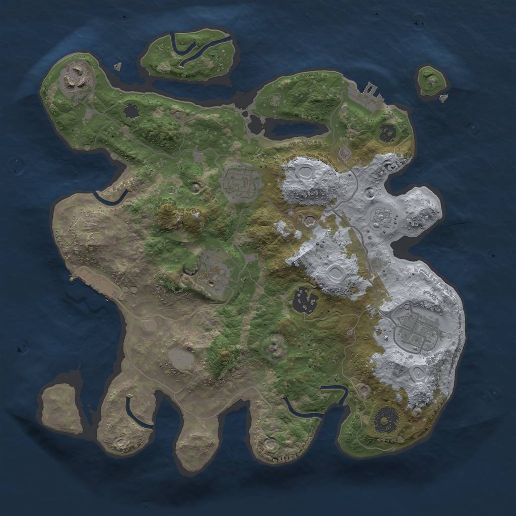 Rust Map: Procedural Map, Size: 3000, Seed: 83217169, 14 Monuments