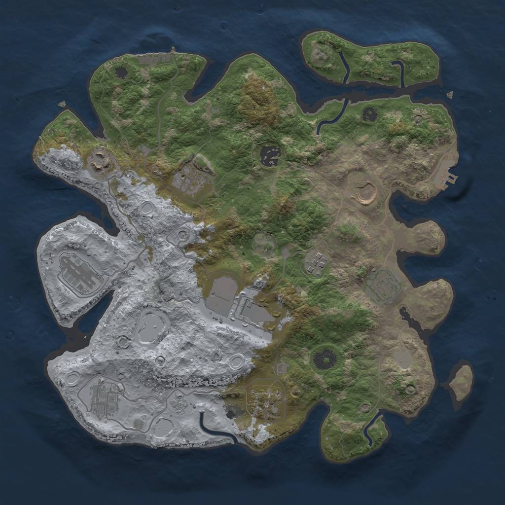 Rust Map: Procedural Map, Size: 3500, Seed: 64960367, 19 Monuments
