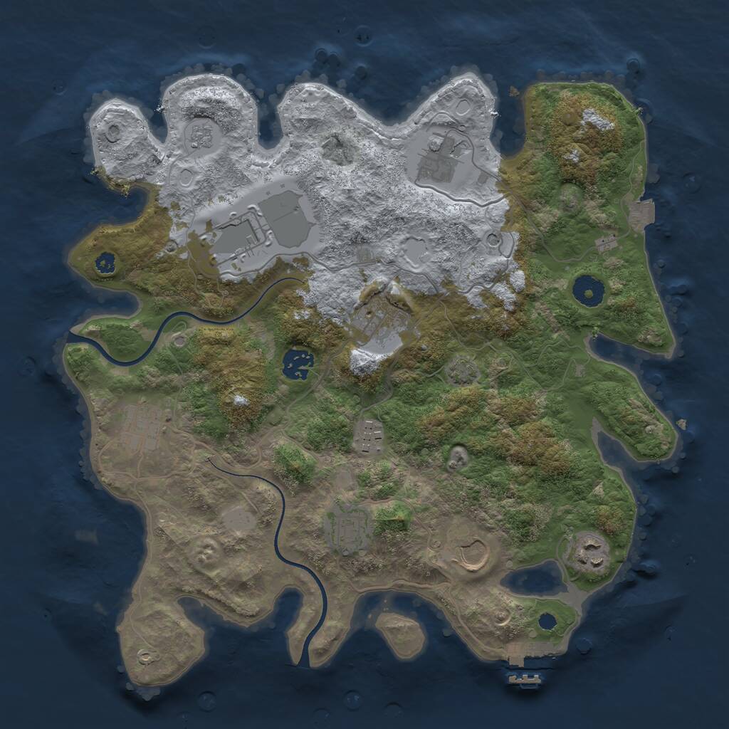 Rust Map: Procedural Map, Size: 3500, Seed: 48649275, 14 Monuments