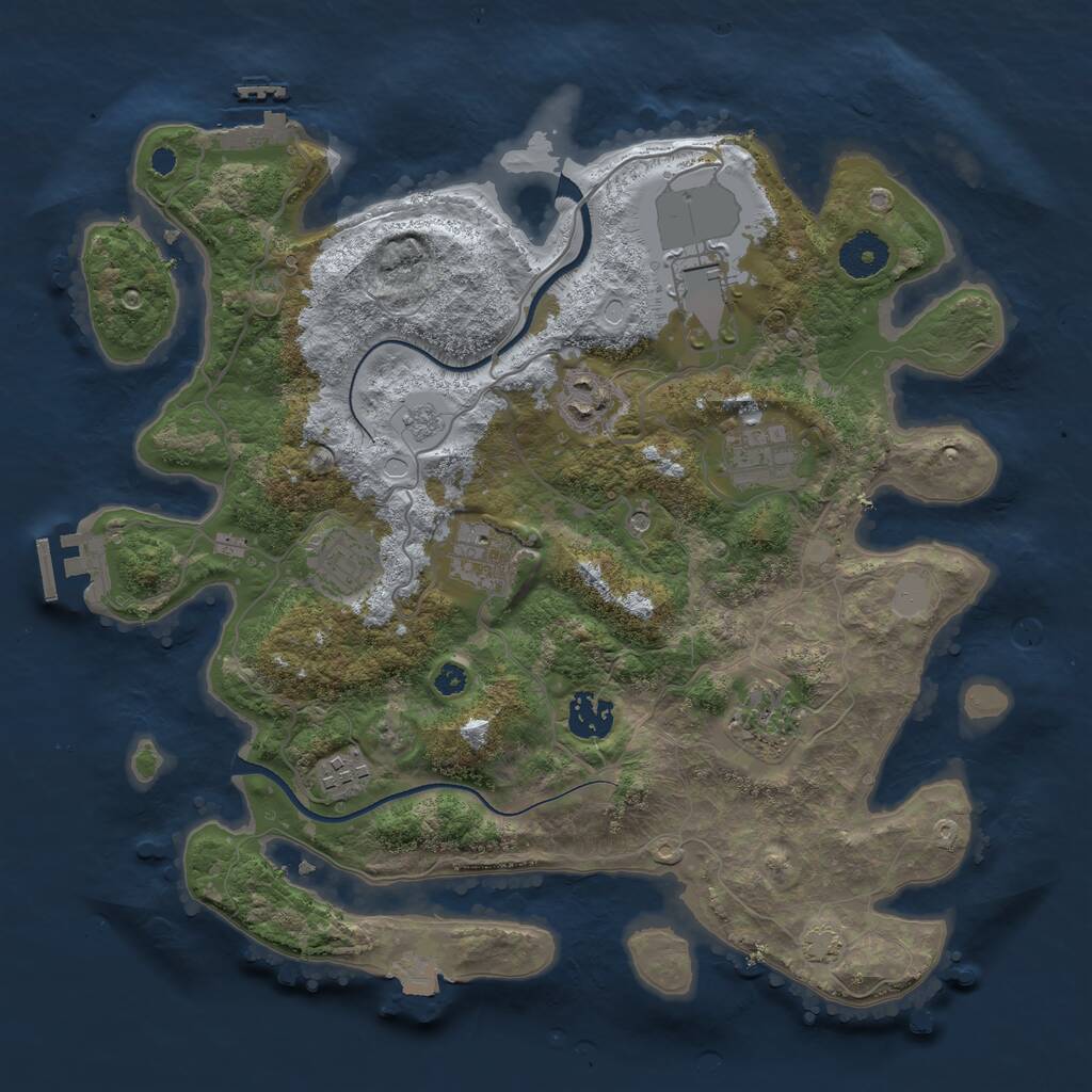 Rust Map: Procedural Map, Size: 3500, Seed: 63079863, 14 Monuments