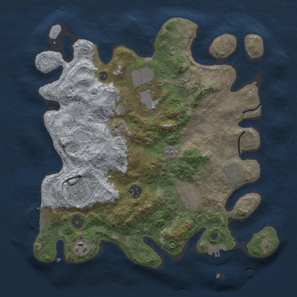 Rust Map: Procedural Map, Size: 3500, Seed: 2593404, 17 Monuments