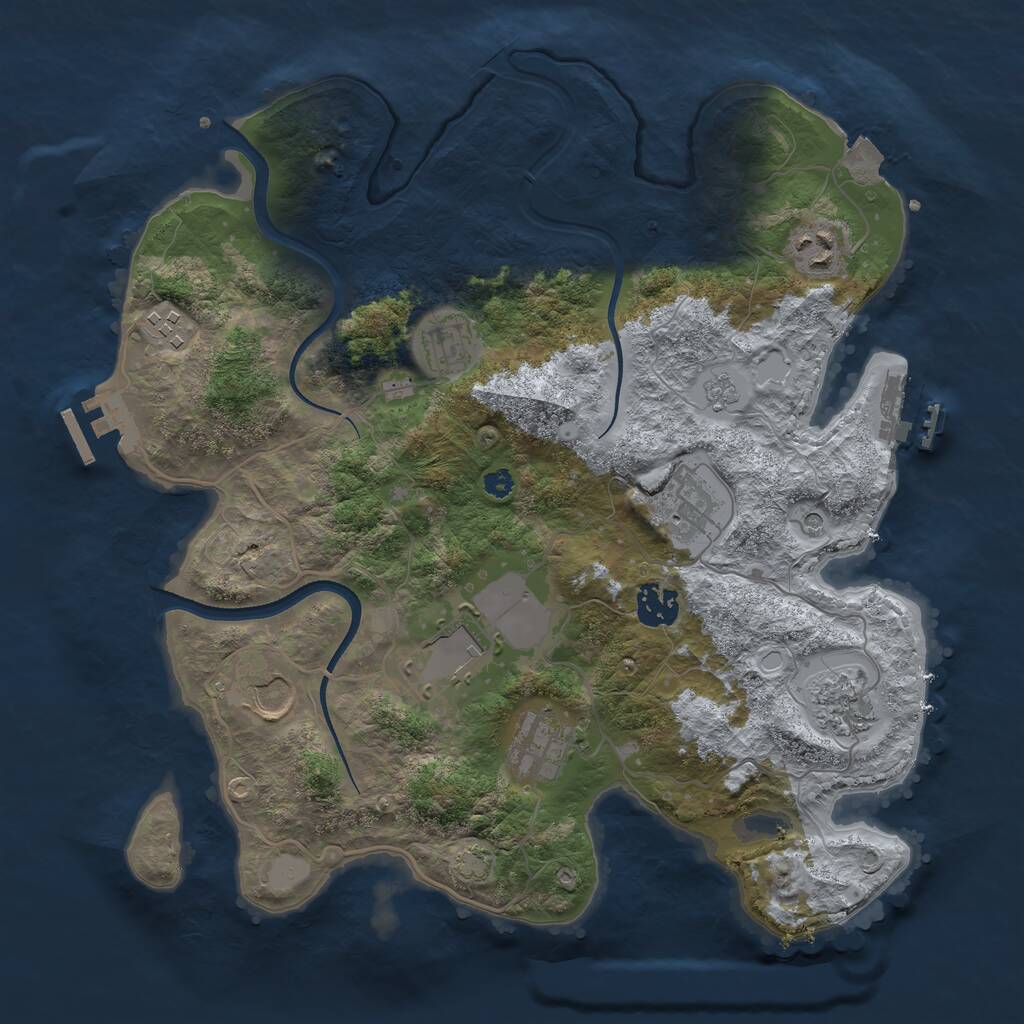 Rust Map: Procedural Map, Size: 3500, Seed: 9880690, 15 Monuments