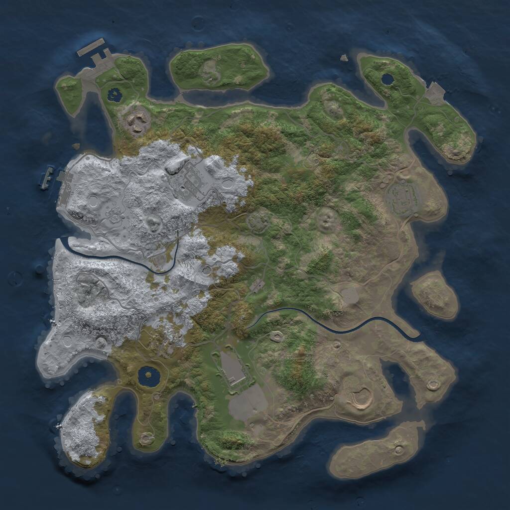 Rust Map: Procedural Map, Size: 3500, Seed: 61785699, 12 Monuments