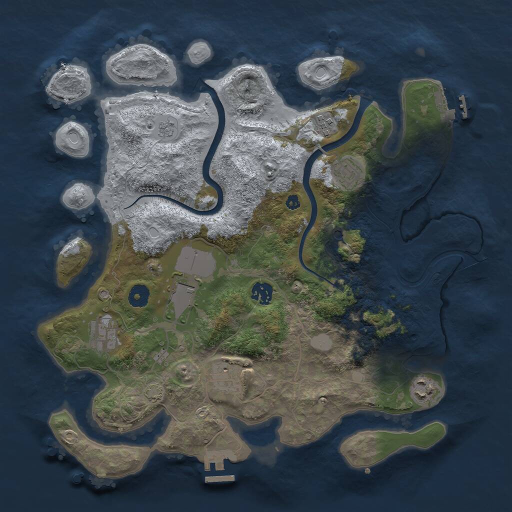Rust Map: Procedural Map, Size: 3500, Seed: 90783480, 13 Monuments