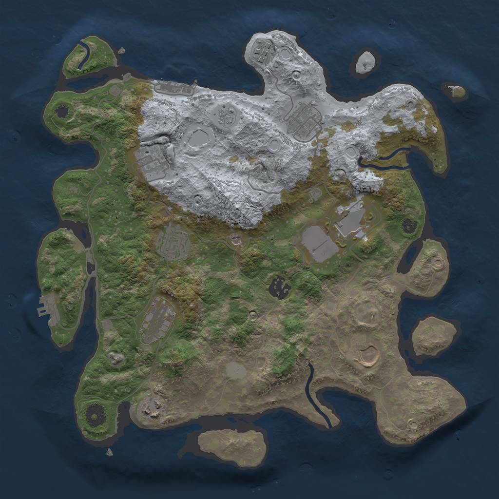 Rust Map: Procedural Map, Size: 3500, Seed: 48549074, 18 Monuments