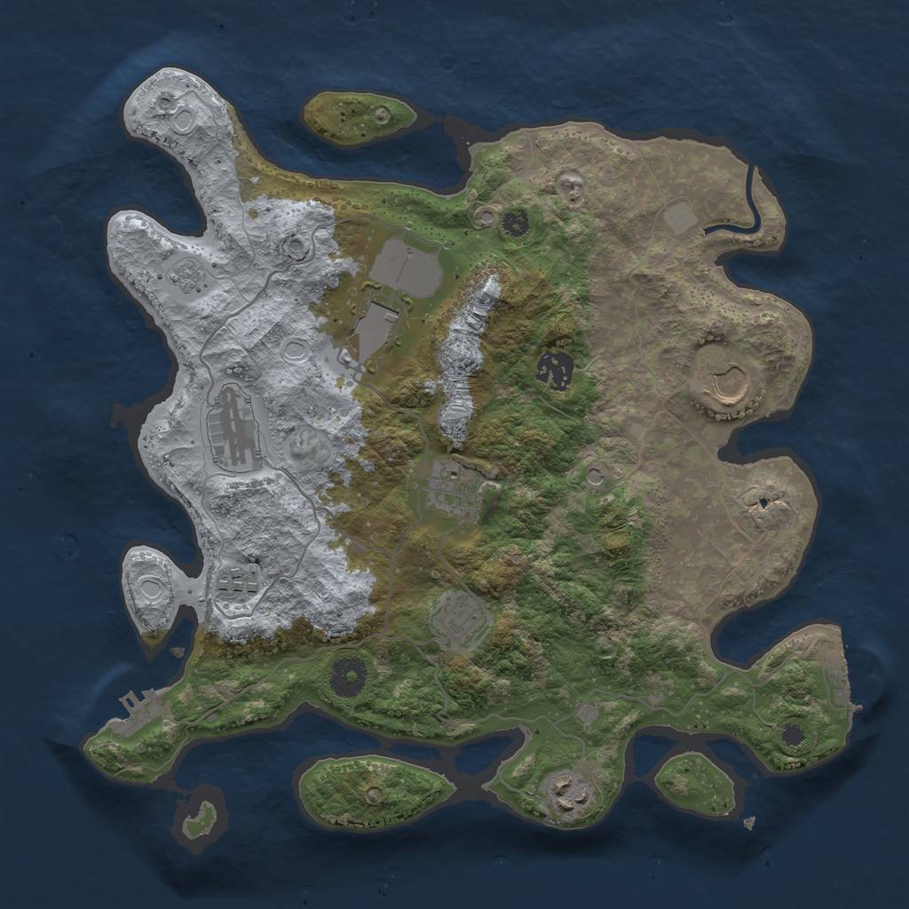 Rust Map: Procedural Map, Size: 3500, Seed: 58176493, 17 Monuments