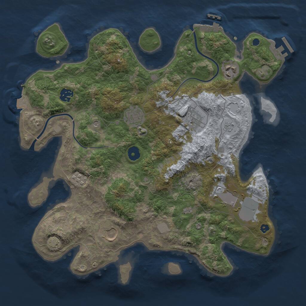 Rust Map: Procedural Map, Size: 3500, Seed: 23606175, 13 Monuments