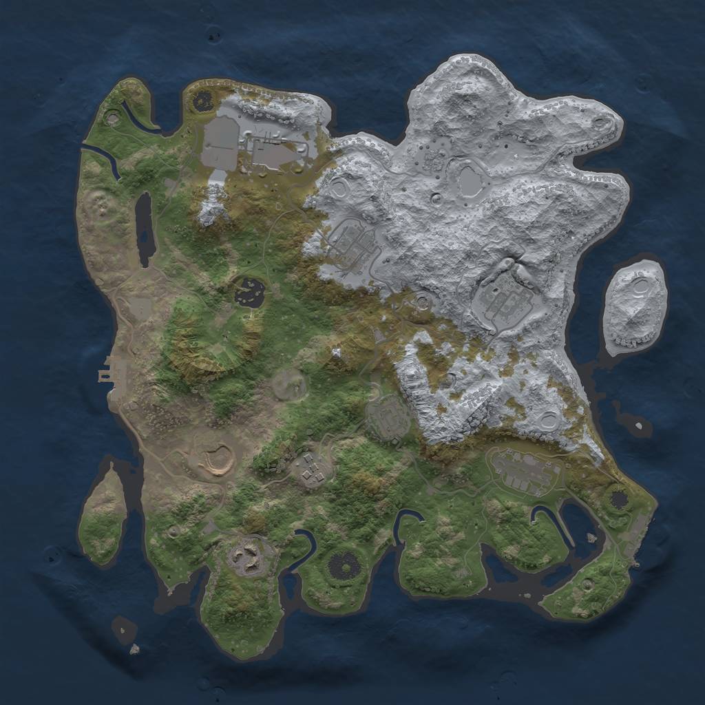 Rust Map: Procedural Map, Size: 3500, Seed: 16012810, 18 Monuments