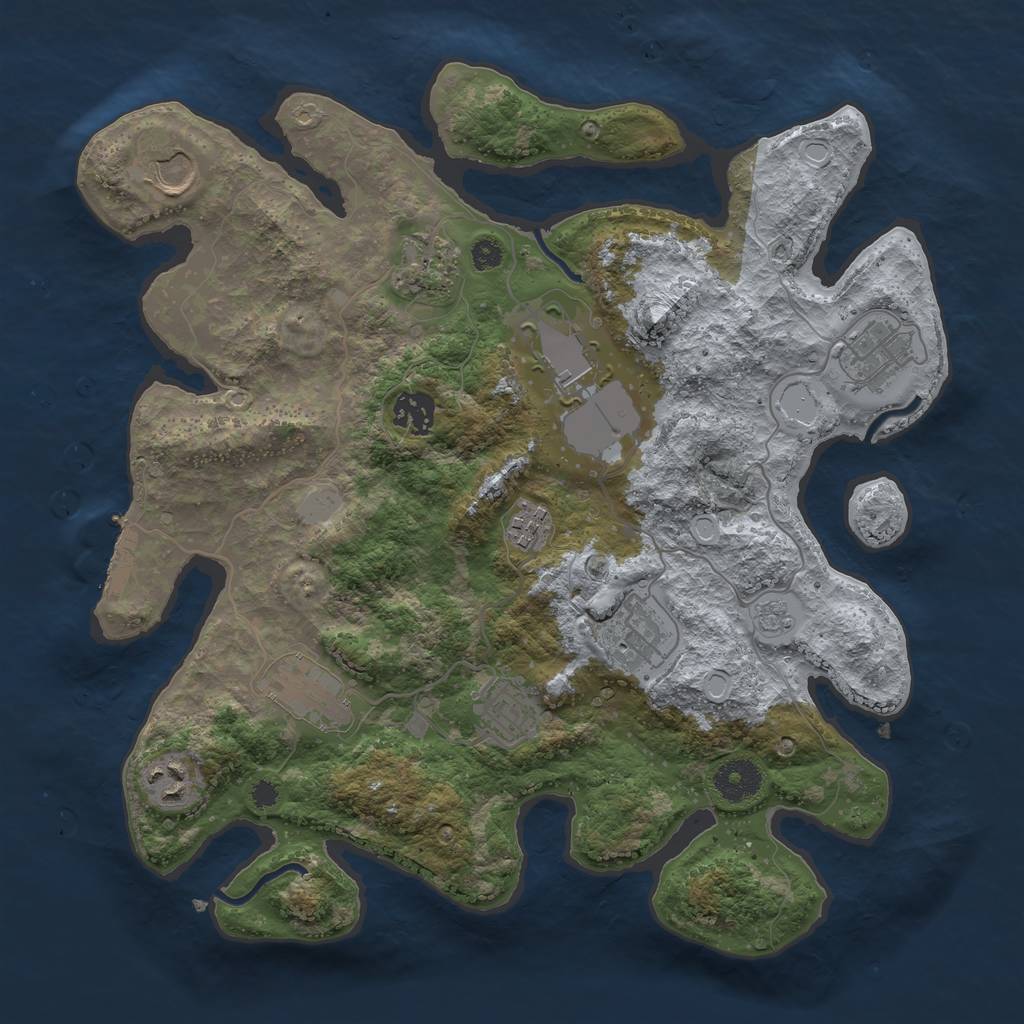 Rust Map: Procedural Map, Size: 3500, Seed: 1730619523, 17 Monuments