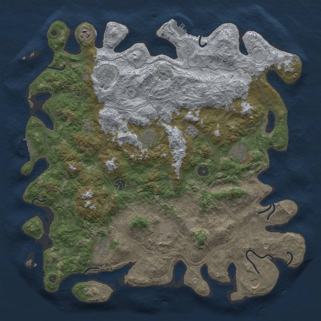 Rust Map: Procedural Map, Size: 4500, Seed: 120122, 18 Monuments