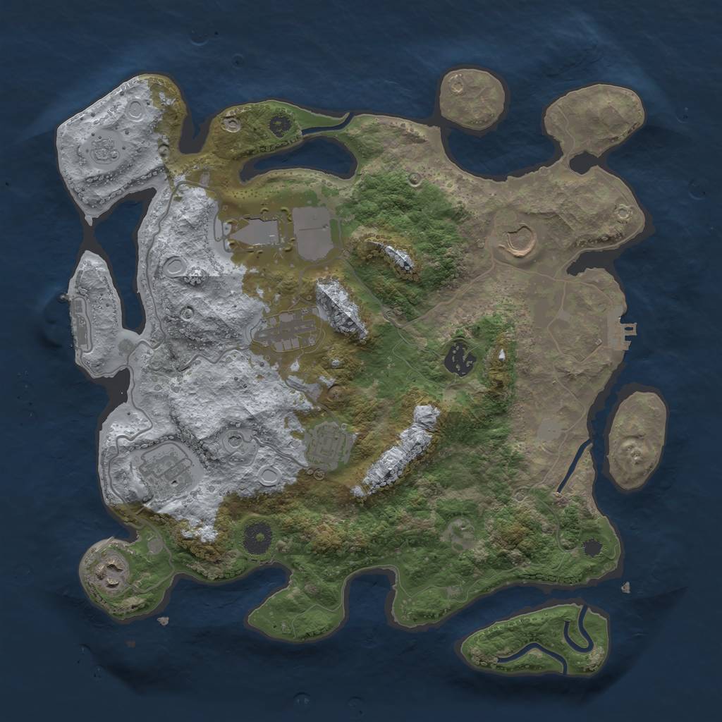 Rust Map: Procedural Map, Size: 3500, Seed: 36234897, 16 Monuments