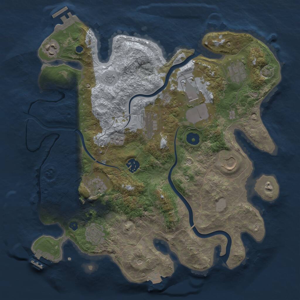 Rust Map: Procedural Map, Size: 3500, Seed: 28983095, 15 Monuments