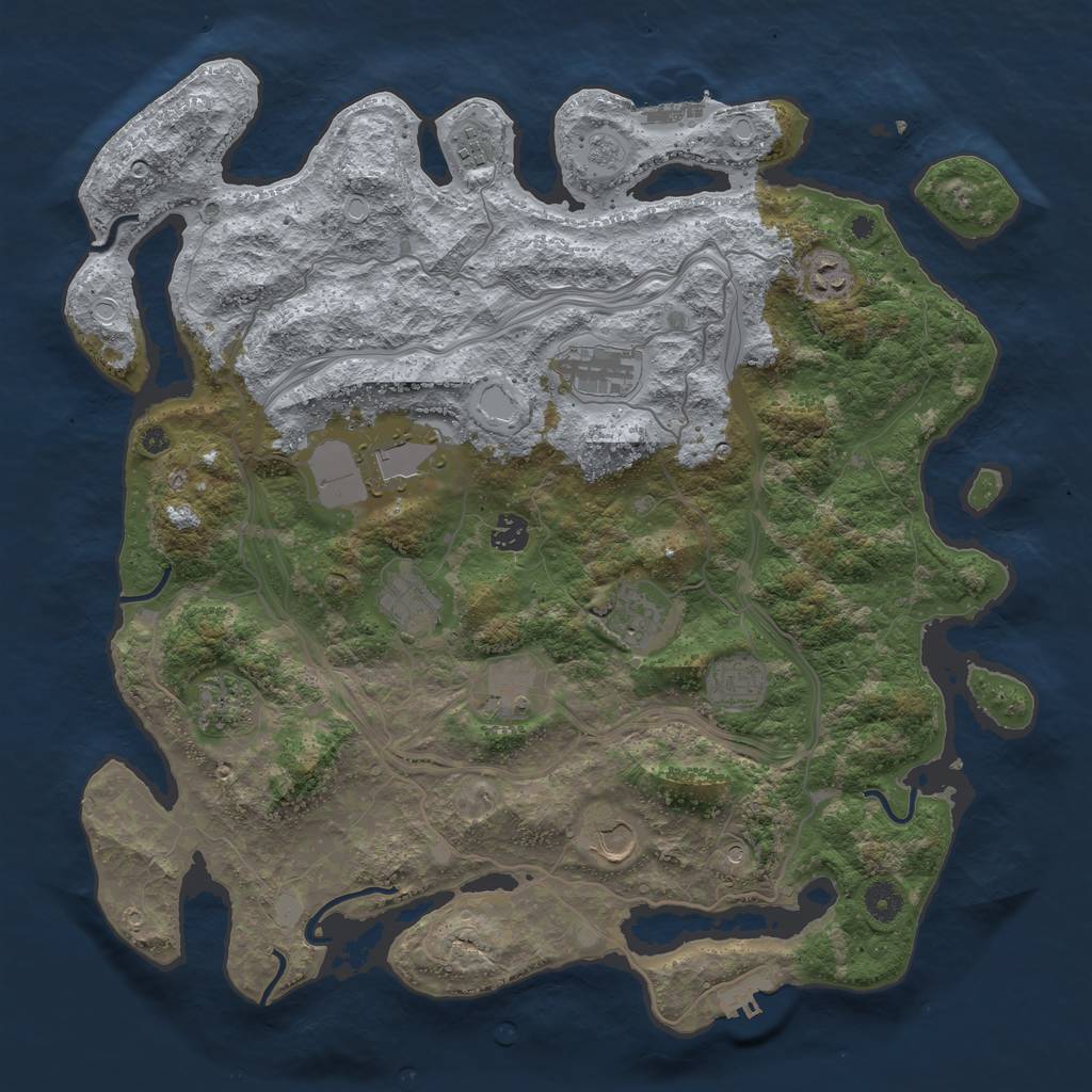 Rust Map: Procedural Map, Size: 4250, Seed: 969868590, 20 Monuments