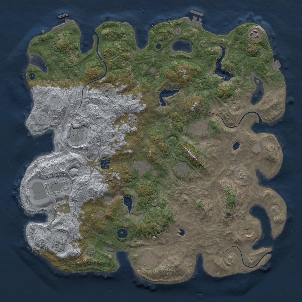 Rust Map: Procedural Map, Size: 4500, Seed: 772609642, 17 Monuments