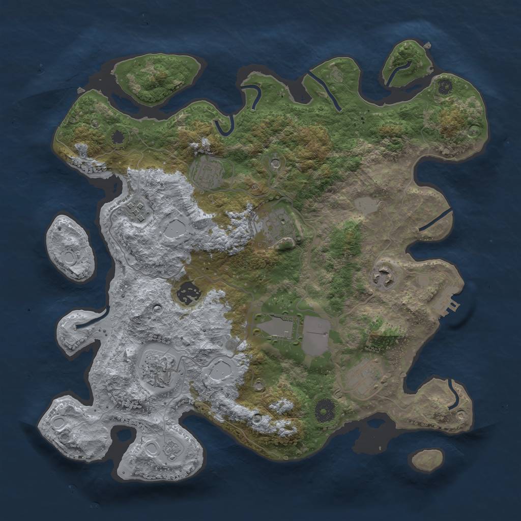 Rust Map: Procedural Map, Size: 3500, Seed: 745619347, 16 Monuments