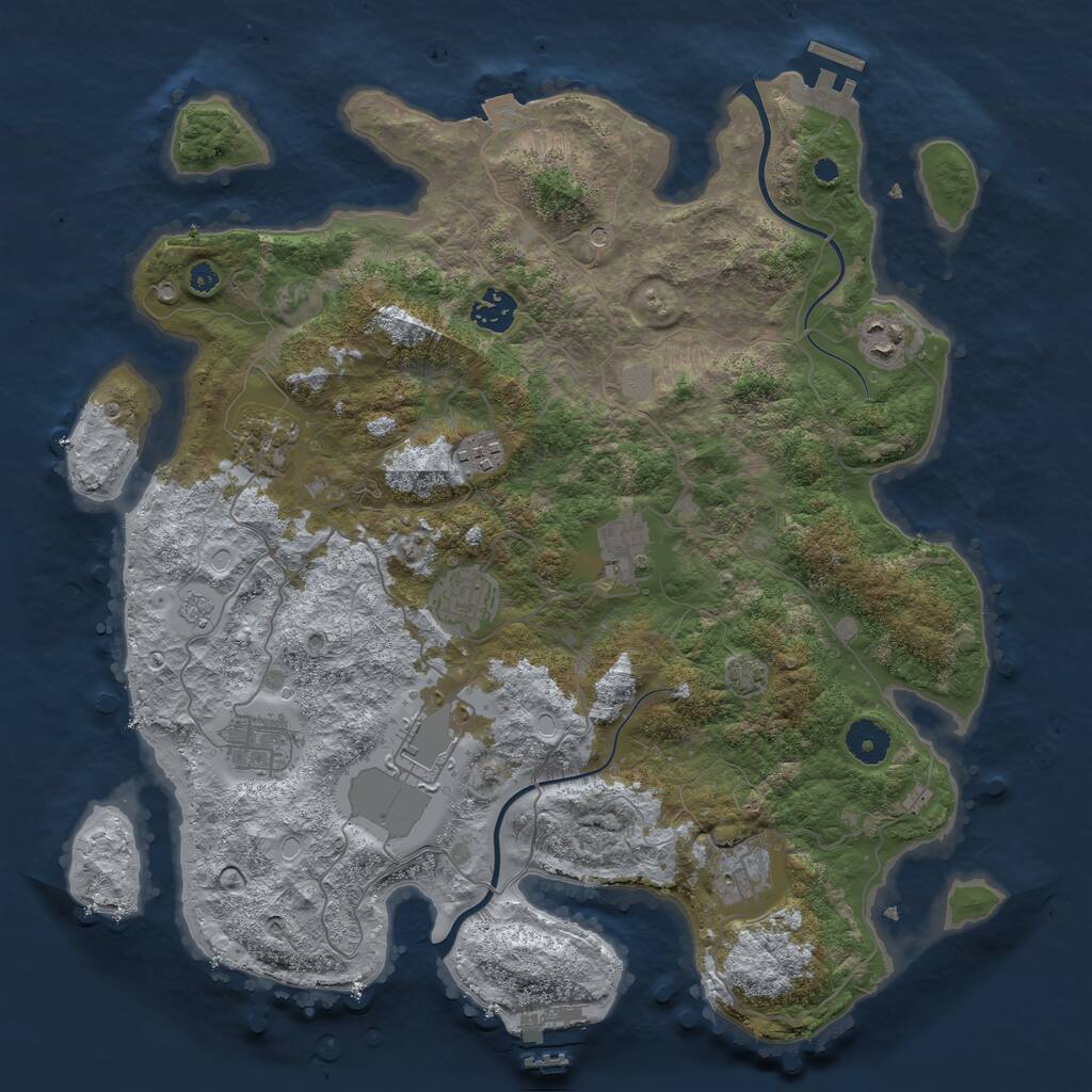 Rust Map: Procedural Map, Size: 3800, Seed: 7277, 15 Monuments