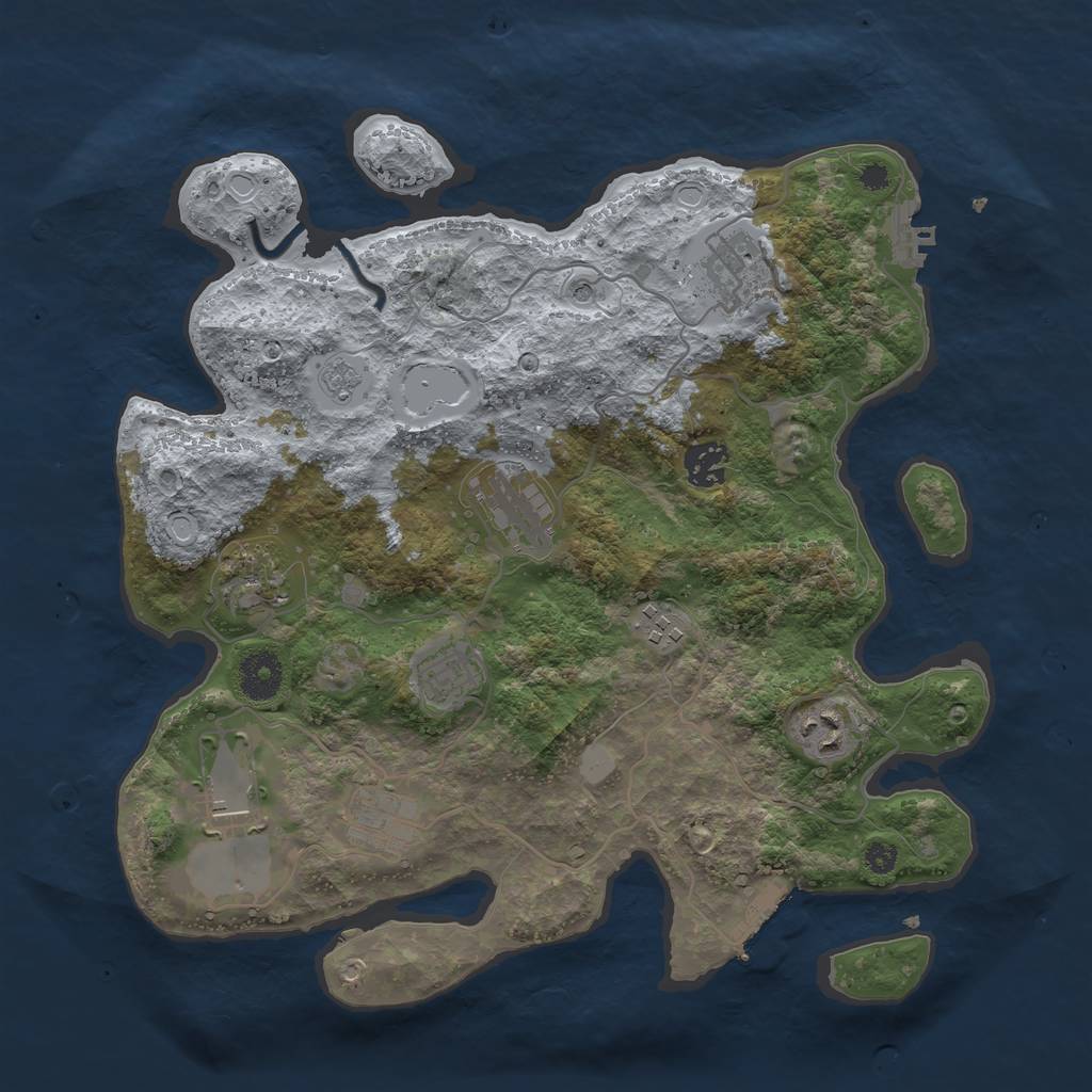 Rust Map: Procedural Map, Size: 3500, Seed: 32773901, 18 Monuments
