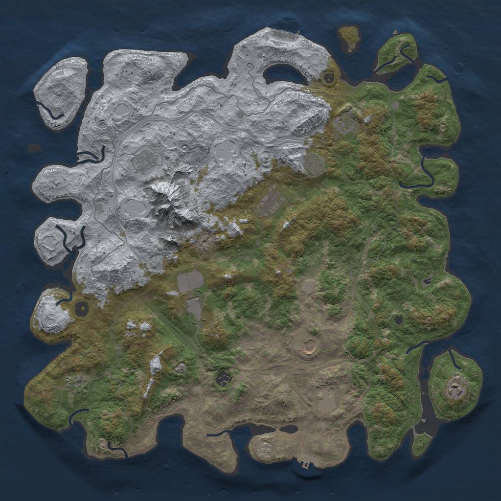 Rust Map: Procedural Map, Size: 5000, Seed: 2266, 20 Monuments