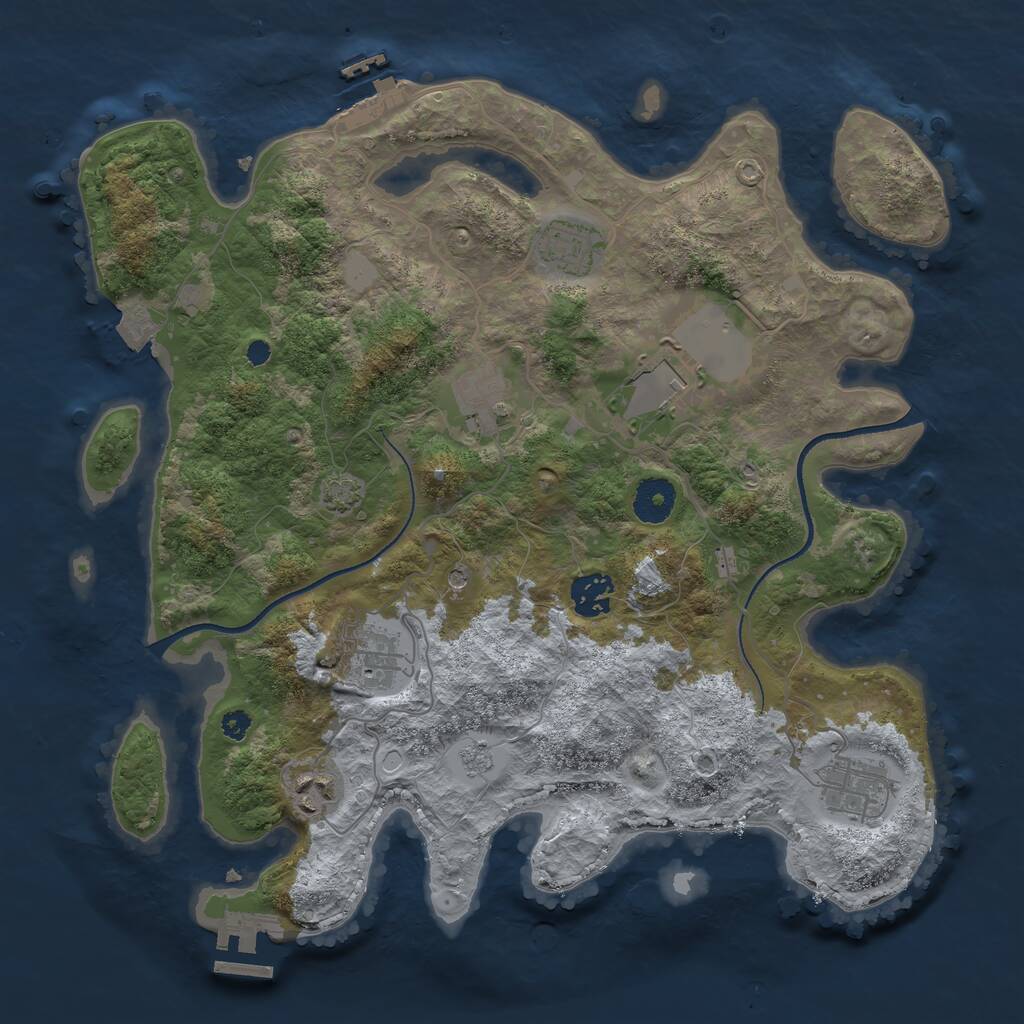 Rust Map: Procedural Map, Size: 3500, Seed: 65259861, 13 Monuments