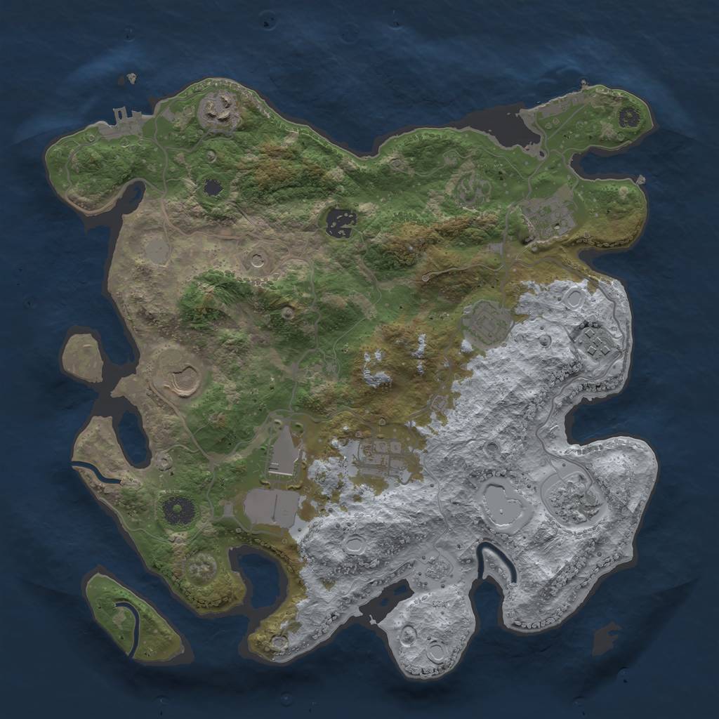 Rust Map: Procedural Map, Size: 3500, Seed: 79824560, 18 Monuments