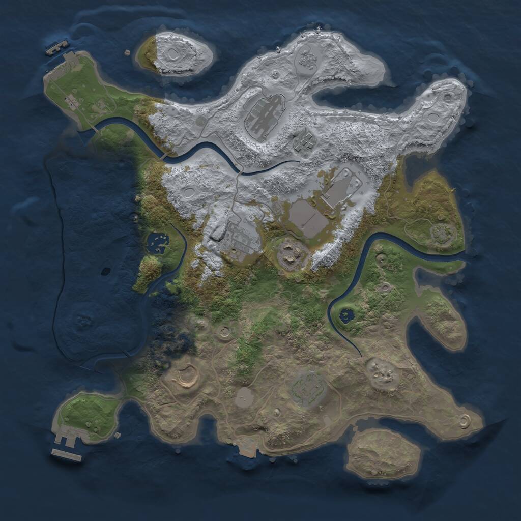 Rust Map: Procedural Map, Size: 3500, Seed: 84415674, 14 Monuments