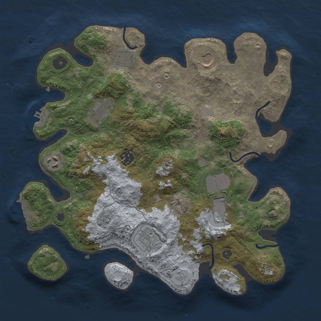 Rust Map: Procedural Map, Size: 3500, Seed: 80236786, 17 Monuments