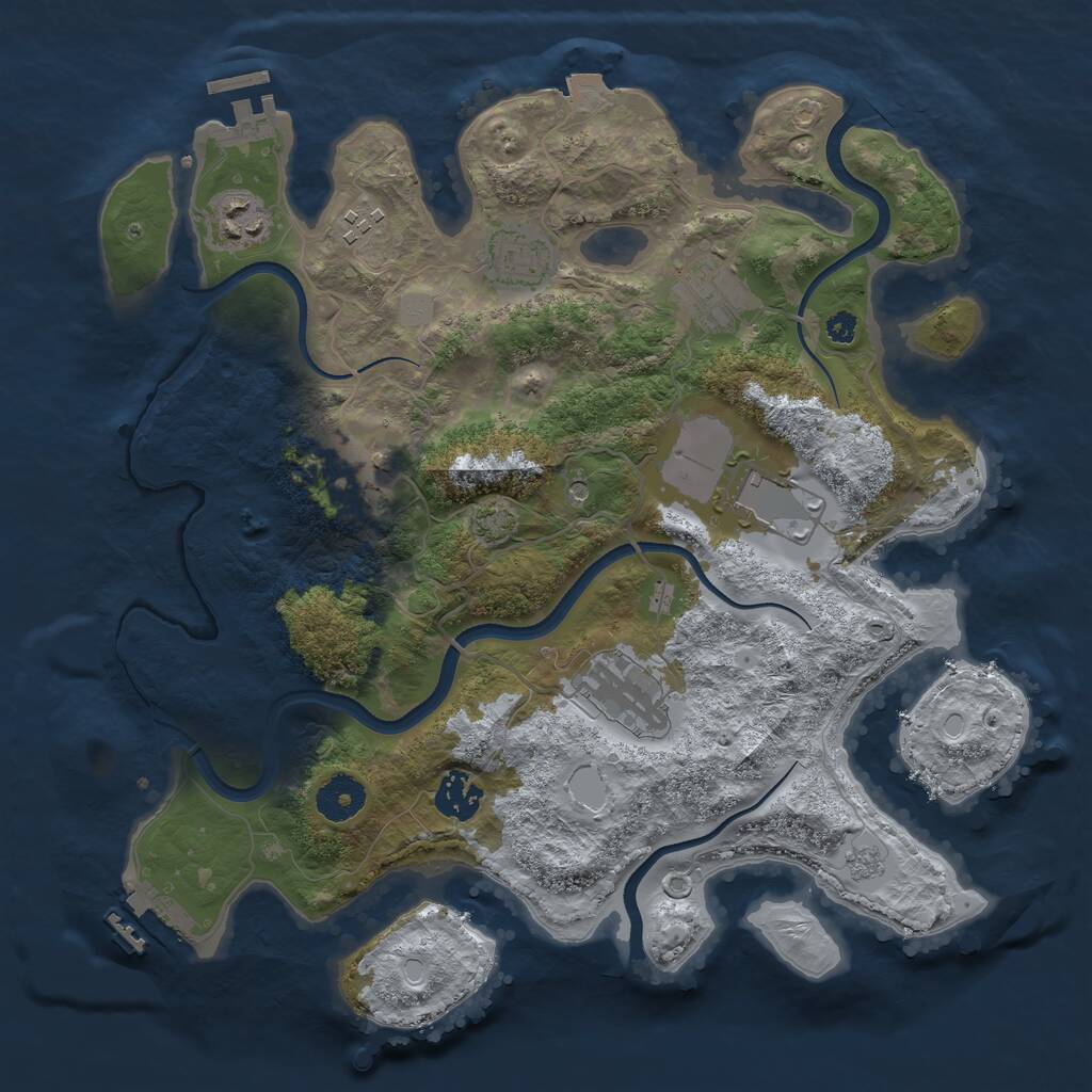 Rust Map: Procedural Map, Size: 3500, Seed: 203848462, 14 Monuments