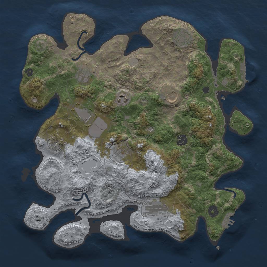 Rust Map: Procedural Map, Size: 3500, Seed: 1371240599, 18 Monuments