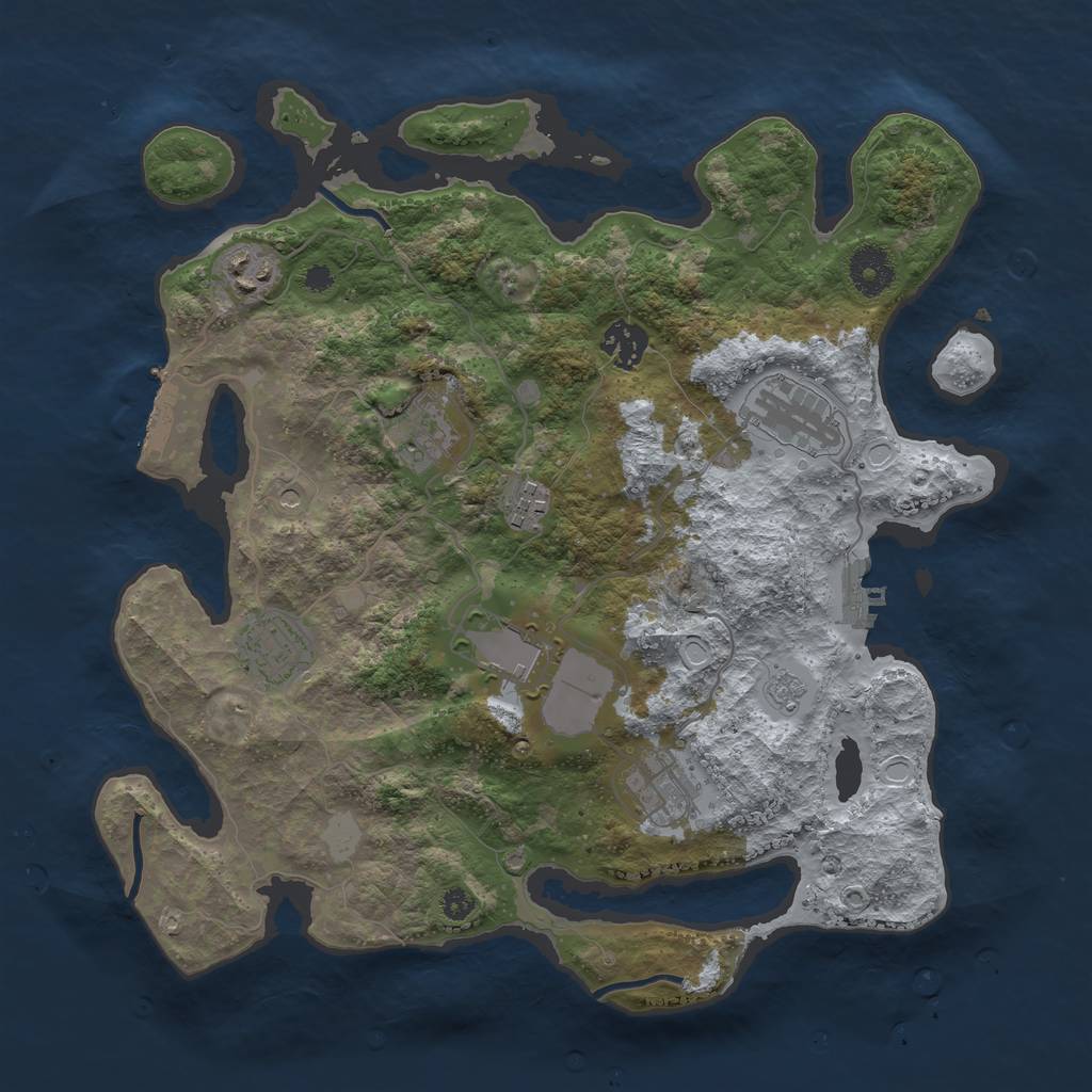 Rust Map: Procedural Map, Size: 3500, Seed: 77601064, 17 Monuments
