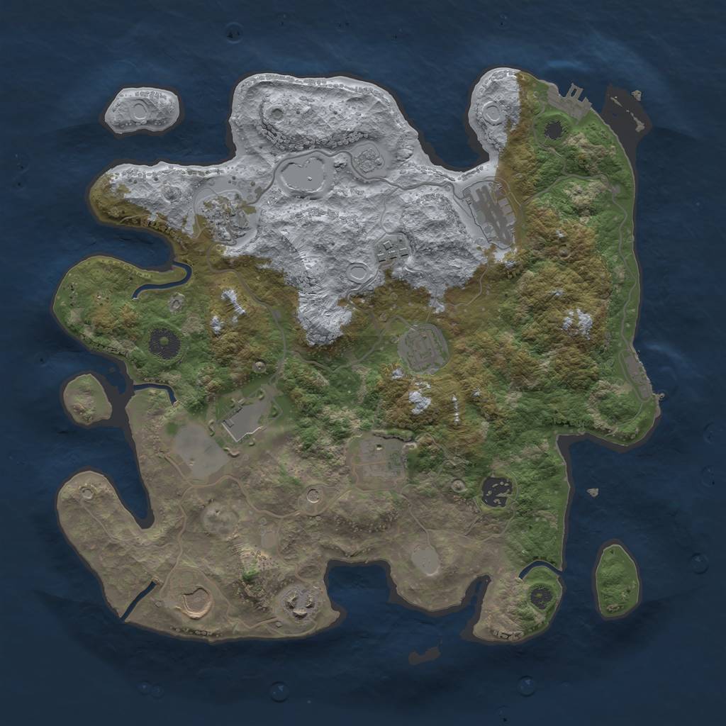 Rust Map: Procedural Map, Size: 3500, Seed: 44862861, 16 Monuments
