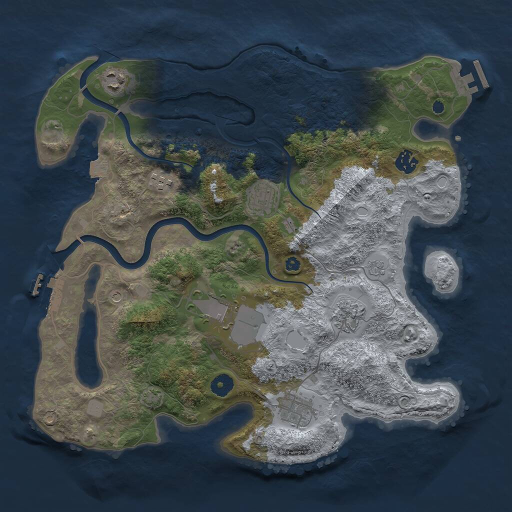Rust Map: Procedural Map, Size: 3500, Seed: 47356291, 13 Monuments