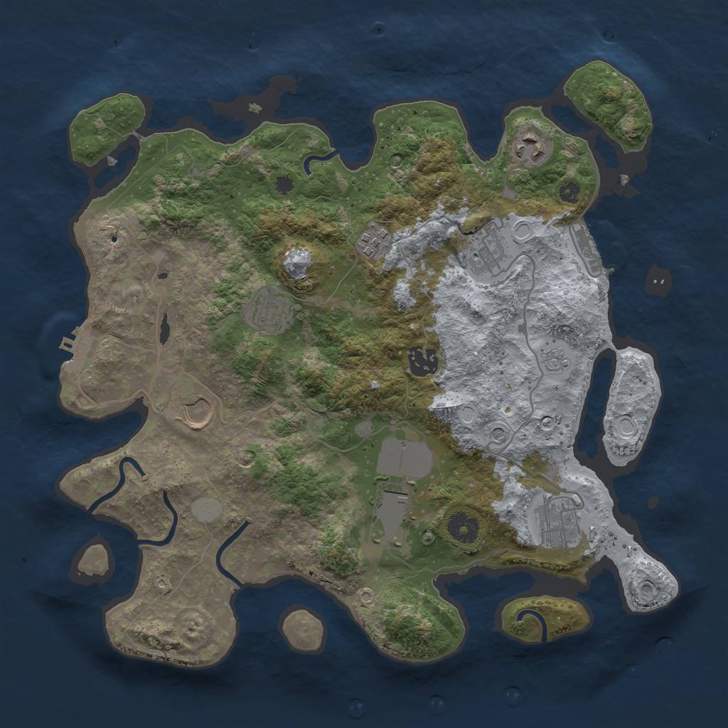 Rust Map: Procedural Map, Size: 3500, Seed: 80806193, 17 Monuments