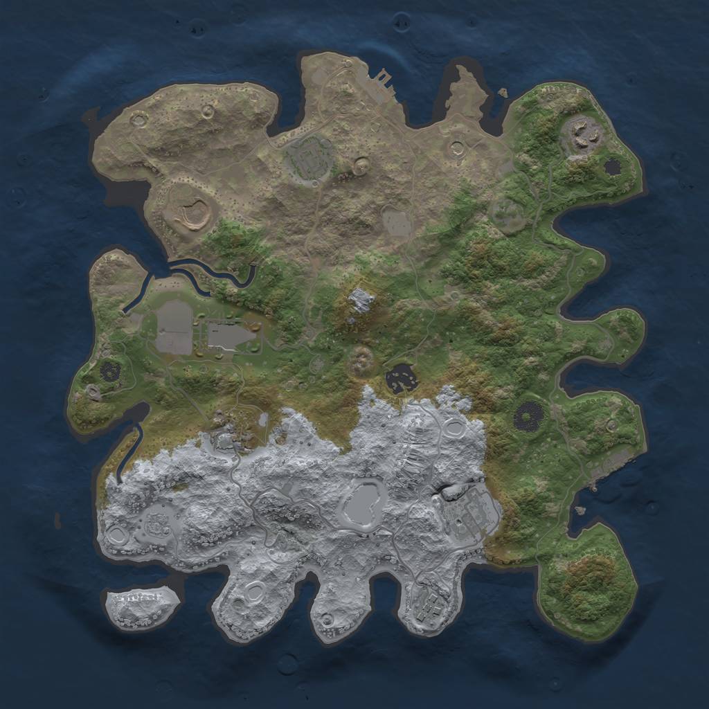 Rust Map: Procedural Map, Size: 3500, Seed: 4204626, 17 Monuments