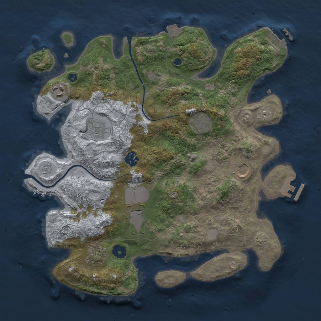 Rust Map: Procedural Map, Size: 3500, Seed: 40674154, 13 Monuments