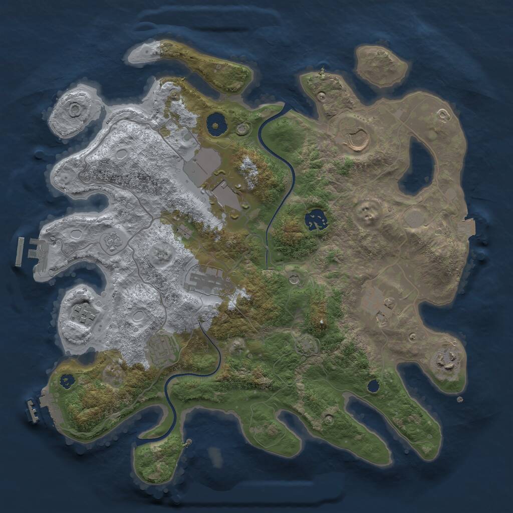 Rust Map: Procedural Map, Size: 3500, Seed: 46991771, 14 Monuments