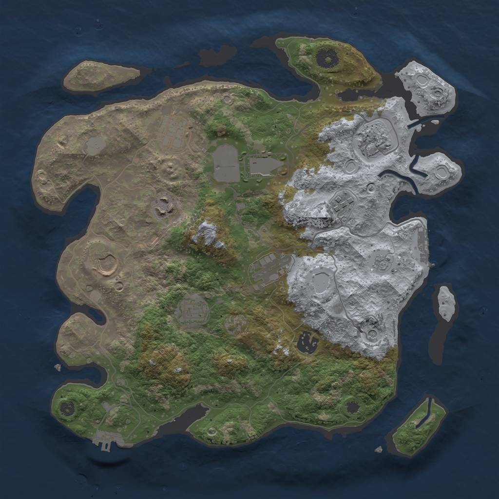 Rust Map: Procedural Map, Size: 3500, Seed: 69800123, 16 Monuments