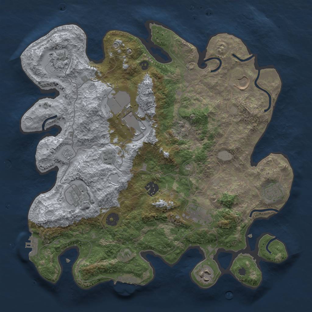 Rust Map: Procedural Map, Size: 3500, Seed: 1307818659, 16 Monuments
