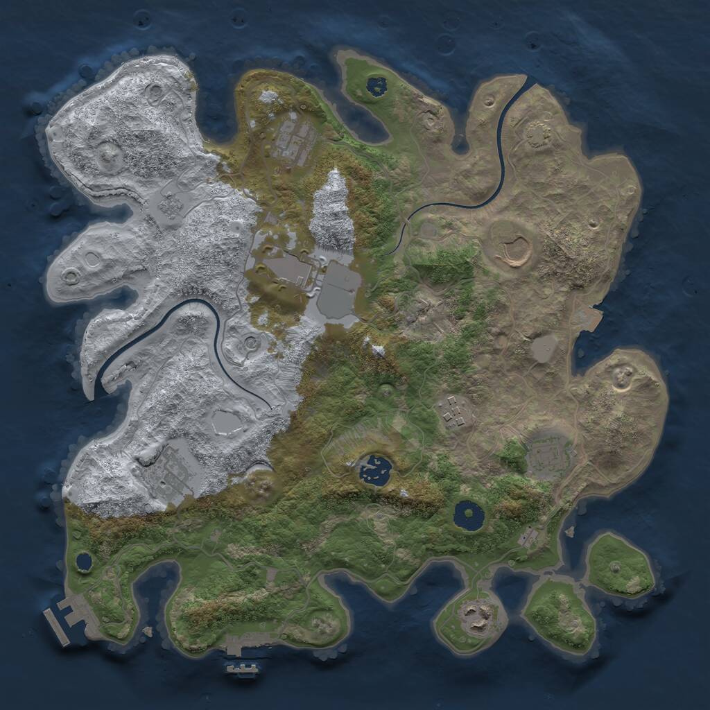 Rust Map: Procedural Map, Size: 3500, Seed: 1307818659, 14 Monuments