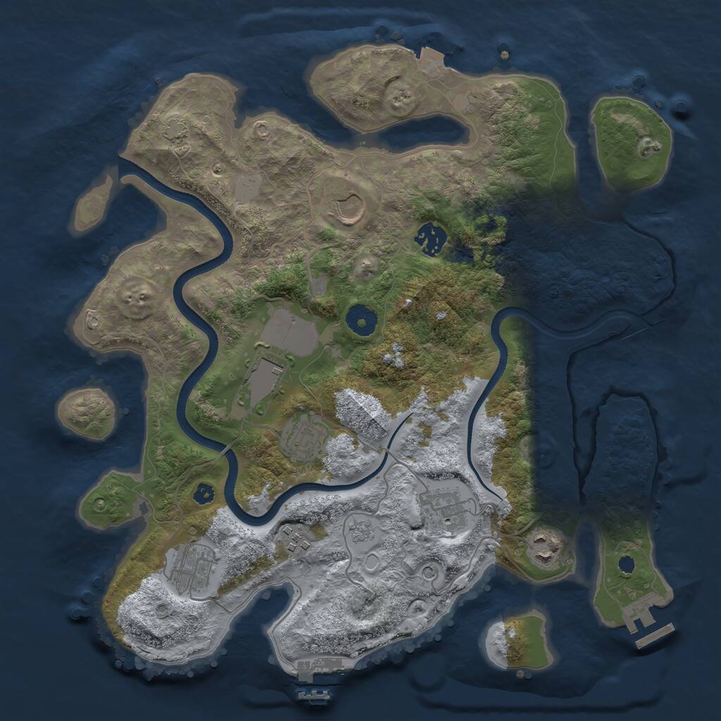 Rust Map: Procedural Map, Size: 3500, Seed: 53683662, 14 Monuments