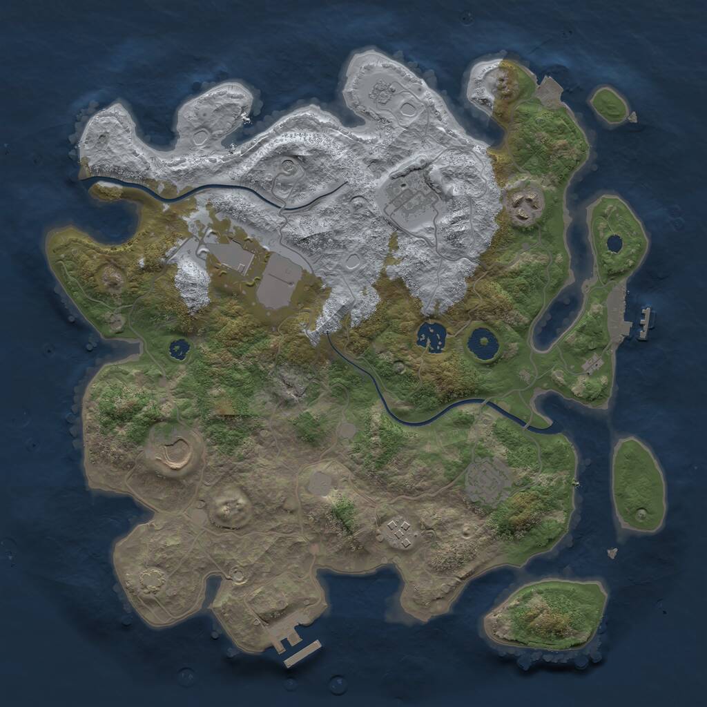 Rust Map: Procedural Map, Size: 3500, Seed: 966904952, 13 Monuments