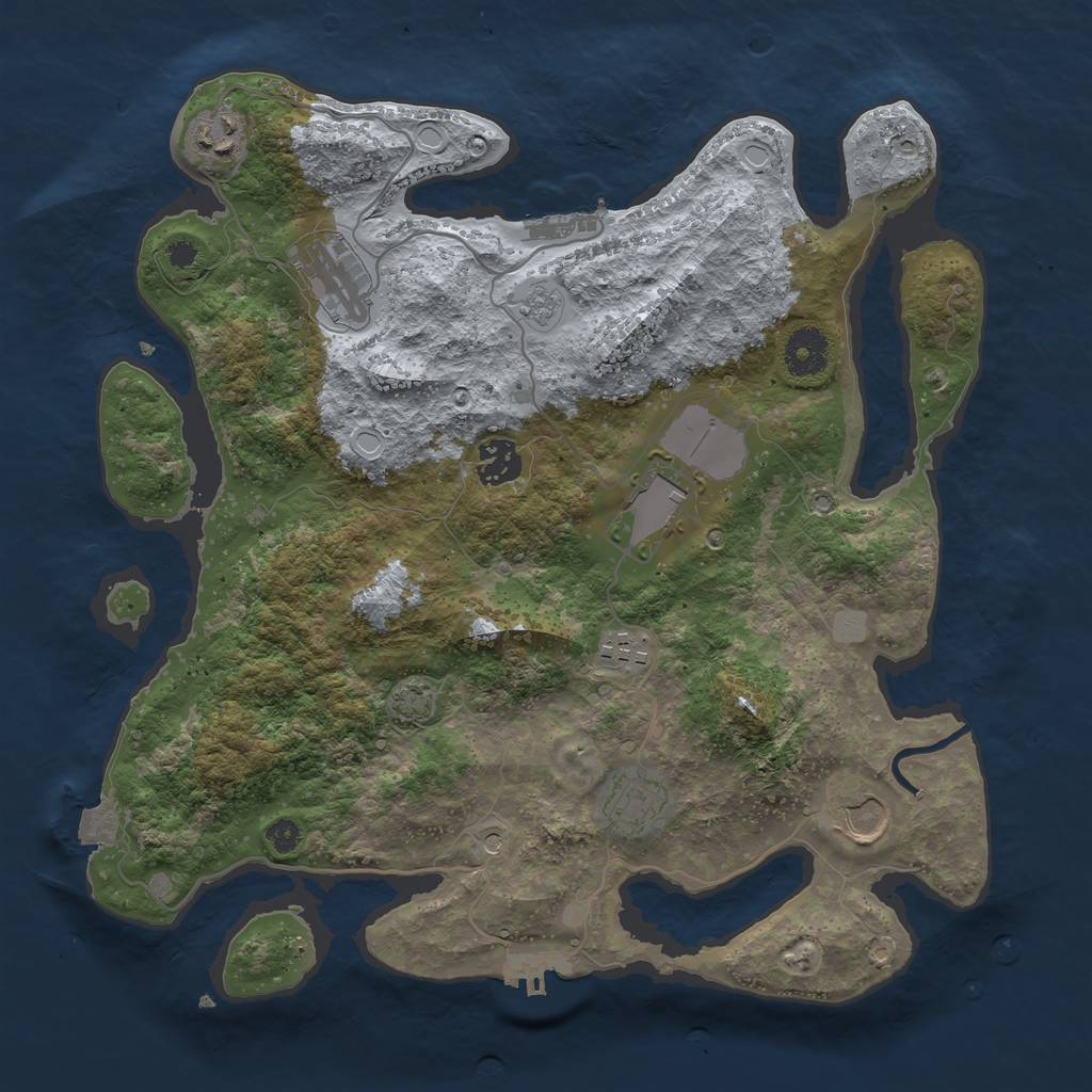 Rust Map: Procedural Map, Size: 3500, Seed: 92945484, 15 Monuments