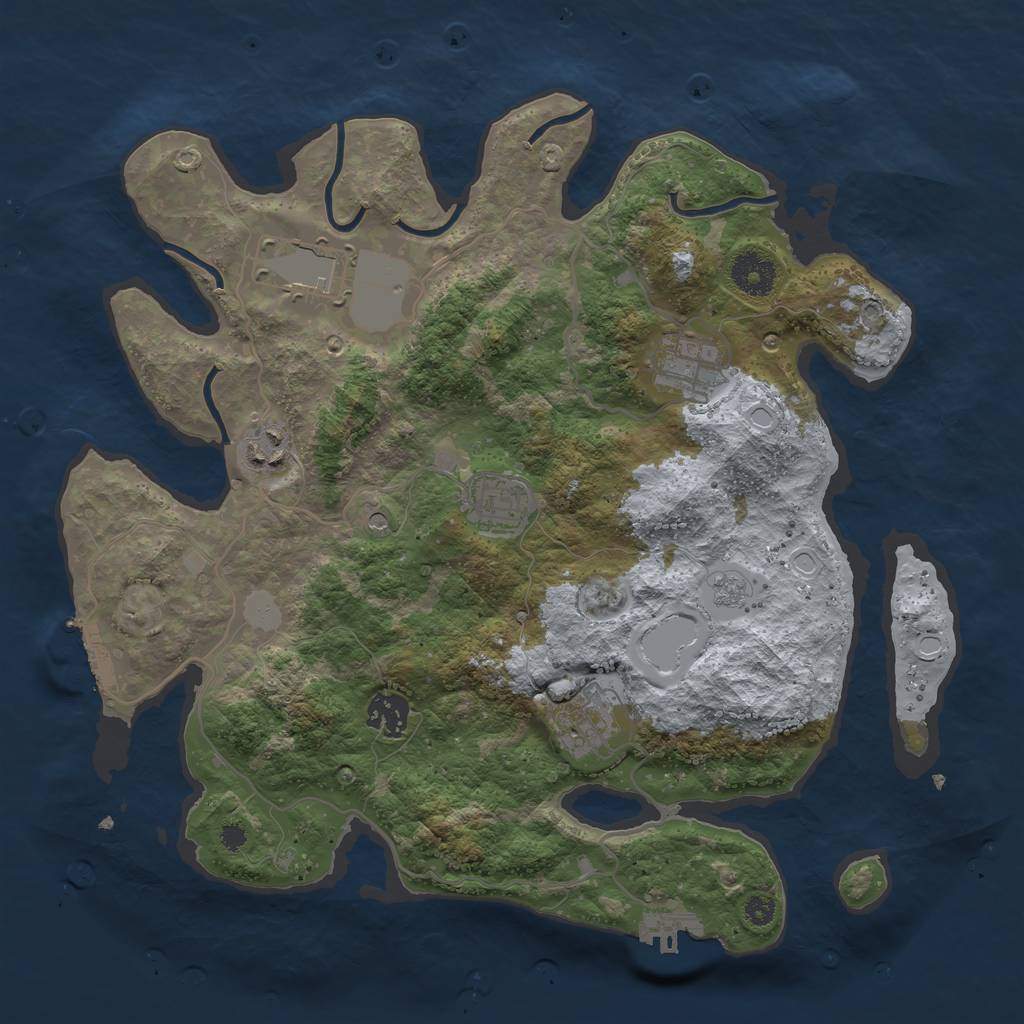 Rust Map: Procedural Map, Size: 3500, Seed: 65540241, 13 Monuments