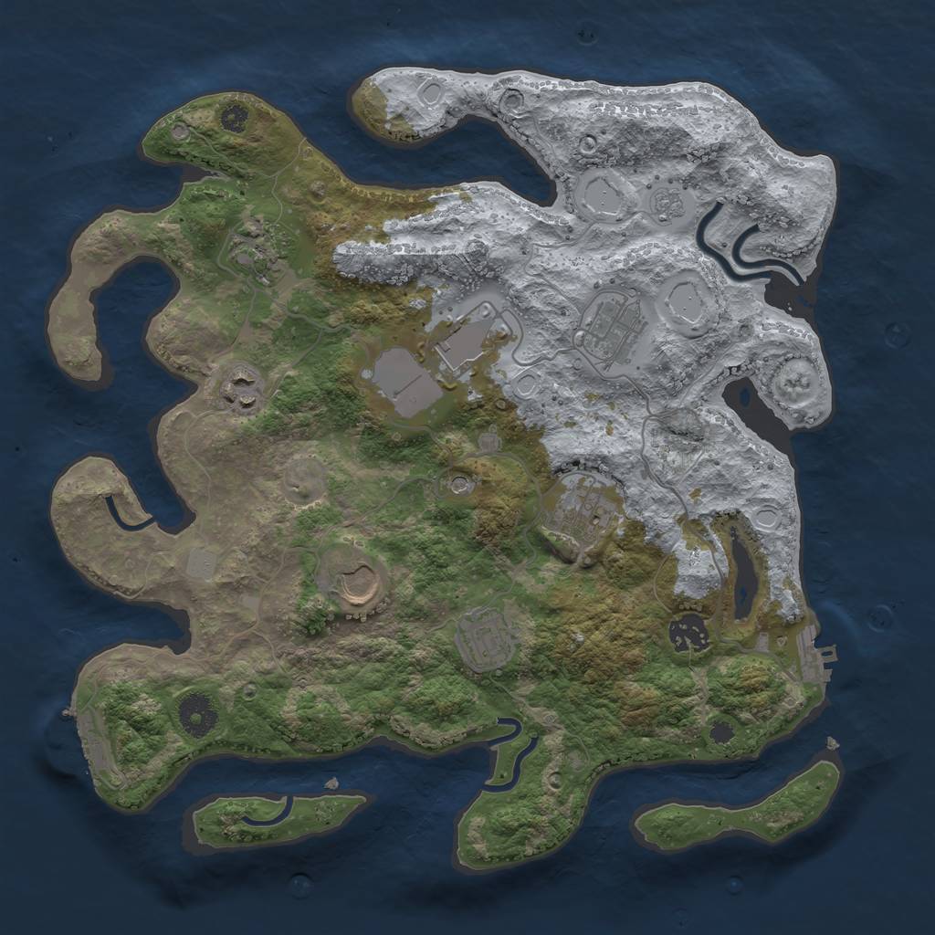 Rust Map: Procedural Map, Size: 3500, Seed: 38977093, 15 Monuments